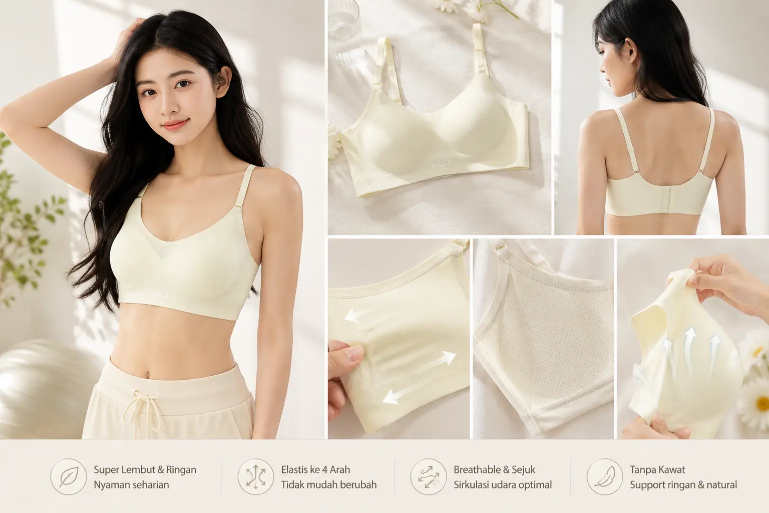 EDRAME miniset bra remaja seamless tanpa kawat S004