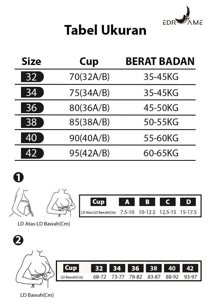 EDRAME bra seamless tanpa kawat 635 untuk aktivitas harian — detail 11